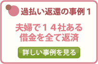 過払い返還の事例１/夫婦で１４社ある借金を全て返済/詳しい事例を見る