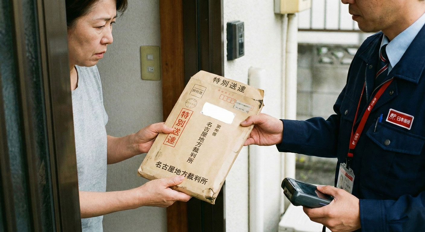 裁判所から特別送達（訴状・支払督促）が自宅に届き、受け取る瞬間の様子｜債務整理 名古屋の初動対応相談
